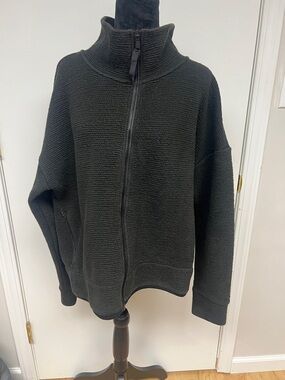 CALIA by Carrie Underwood Black Full-Zip Ribbed Knit Cardigan